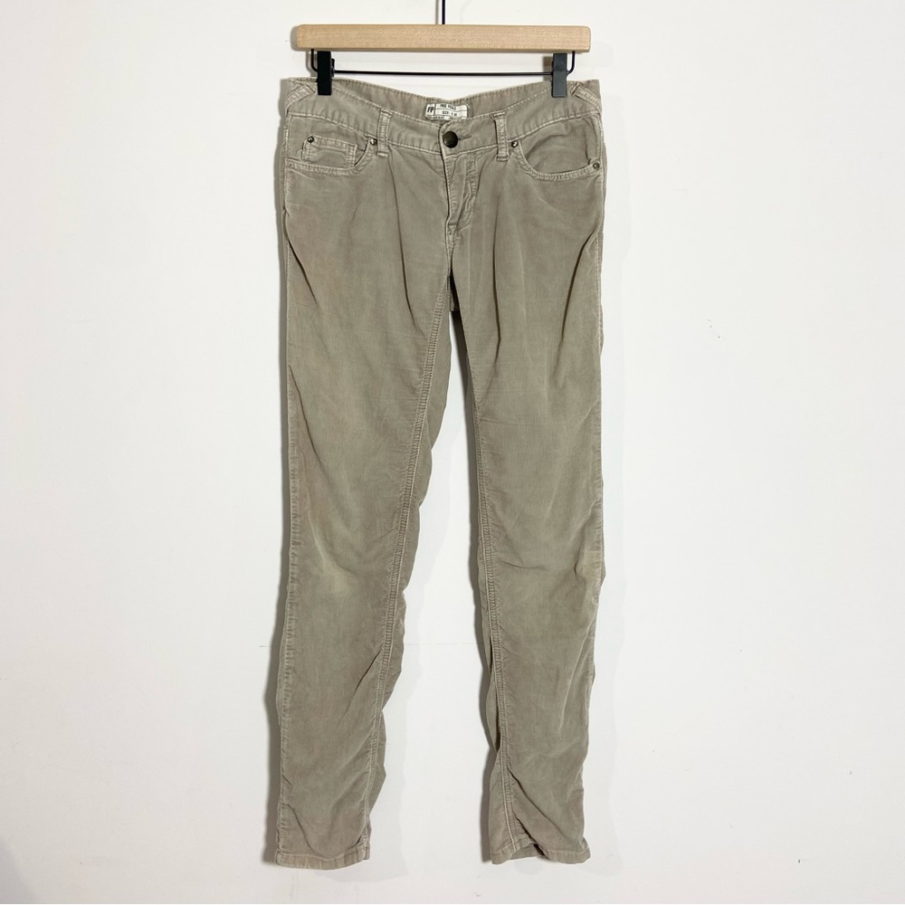 Free People Khaki Corduroy Low Rise Skinny Pants